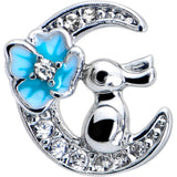 20G 7mm Clear CZ Gem Rabbit On The Moon Blue L Shape Nose Ring