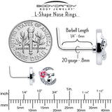 20G 7mm Clear CZ Gem Rabbit On The Moon Pink L Shape Nose Ring