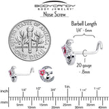 20G 7mm Clear CZ Gem Rabbit On The Moon Pink Left Side Nose Screw