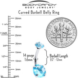 Aqua Blue Gem March Birthstone Double Mount Belly Ring