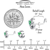 20G 7mm Clear CZ Gem Rabbit On The Moon Green Left Side Nose Screw