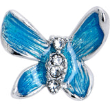 20G 7mm Clear Gem Chunky Butterfly Blue Left Side Nose Screw