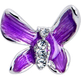 20G 7mm Clear Gem Chunky Butterfly Purple Left Side Nose Screw