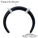 14G 3/8 Black Pincher Crescent Taper