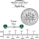 14G 9/16 Green CZ Gem May Birthstone Nipple Ring Set