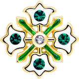 20G 7mm Green Gem Flower Wreath L Shape Nose Ring