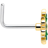 20G 7mm Green Gem Flower Wreath L Shape Nose Ring