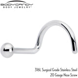 20G 1/4 ASTM F-136 Titanium Left Side Ball End Nose Screw