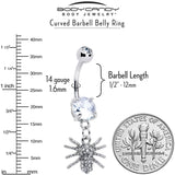 Clear CZ Gem Goth Glam Spider Dangle Belly Ring