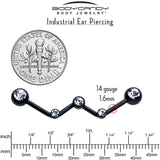 14G Clear Gem Black Constellation Style Project Bar 32mm