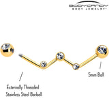 14G Clear Gem Gold Tone Constellation Style Project Bar 32mm