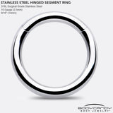 10G 9/16 316L Surgical Steel Precision Hinged Segment Hoop
