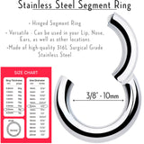 8G 3/8 316L Surgical Steel Precision Hinged Segment Hoop