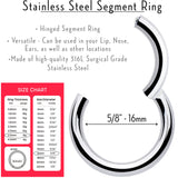 8G 5/8 316L Surgical Steel Precision Hinged Segment Hoop