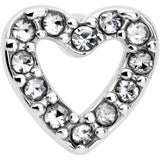 20G 7mm Clear Gem Hollow Paved Heart L Shape Nose Ring