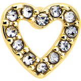 20G 7mm Clear Gem Golden Hollow Paved Heart L Shape Nose Ring