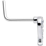 20G 7mm Clear Gem Stylized Heart L Shape Nose Ring