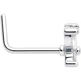 20G 7mm Clear CZ Gem Open Wing Butterfly L Shape Nose Ring