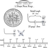 20G 7mm Clear CZ Gem Open Wing Butterfly L Shape Nose Ring