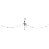 Clear CZ Gem Glam Butterfly Faux Pearl Dangle Belly Ring Belly Chain