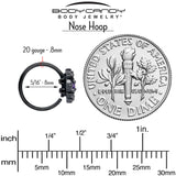 20G 5/16 Purple CZ Gem Black Flower Ring Nose Hoop