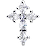 20G 7mm Clear CZ Gem Cross Dangle L Shape Nose Ring