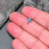 20G 7mm Blue CZ Gem Classic Cross L Shape Nose Ring