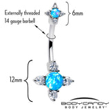 Blue Synthetic Opal Rhombus Star Double Mount Belly Ring