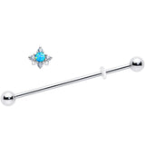 14G Blue Synthetic Opal Rhombus Star Industrial Barbell 38mm