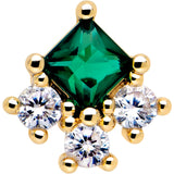 20G 7mm Green CZ Gem Gold Tone Rhombus Riot L Shape Nose Ring