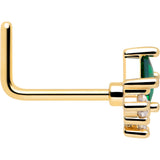 20G 7mm Green CZ Gem Gold Tone Rhombus Riot L Shape Nose Ring