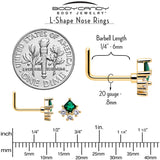 20G 7mm Green CZ Gem Gold Tone Rhombus Riot L Shape Nose Ring