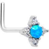 20G 7mm Blue Synthetic Opal Rhombus Star L Shape Nose Ring
