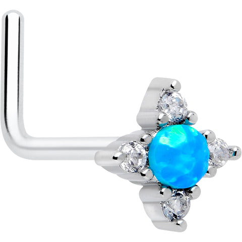 20G 7mm Blue Synthetic Opal Rhombus Star L Shape Nose Ring