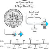 20G 7mm Blue Synthetic Opal Rhombus Star L Shape Nose Ring