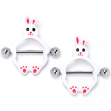 14G 9/16 Bunny White Rabbit Nipple Shield Set
