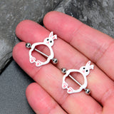 14G 9/16 Bunny White Rabbit Nipple Shield Set