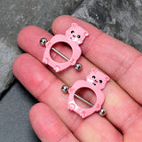 14G 9/16 Happy Pink Pigs Nipple Shield Set