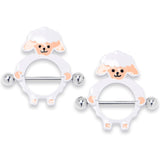 14G 9/16 Sweetheart Sheep White Nipple Shield Set