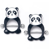 14G 9/16 Panda Bear Black White Nipple Shield Set