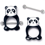 14G 9/16 Panda Bear Black White Nipple Shield Set