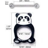 14G 9/16 Panda Bear Black White Nipple Shield Set