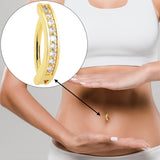 Clear CZ Gem Gold Tone Paved Row Perfection Hinged Hoop Belly Ring