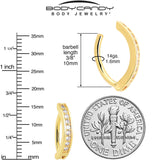 Clear CZ Gem Gold Tone Paved Row Perfection Hinged Hoop Belly Ring