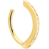 Clear CZ Gem Gold Tone Paved Row Perfection Hinged Hoop Belly Ring