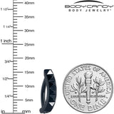 Black Three Dimensional Textured Forward Facing Hinged Hoop Belly Ring