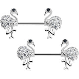 14G 9/16 CZ Gem Fashion Flamingo Barbell Nipple Ring Set