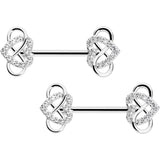 14G 1/2 CZ Gem Infinity Heart Barbell Nipple Ring Set