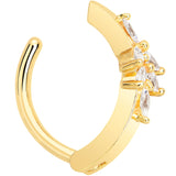 Clear CZ Gem Gold Tone Beauty Branch Hinged Hoop Belly Ring