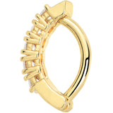 Clear CZ Gem Gold Tone Glamour Quintet Hinged Hoop Belly Ring